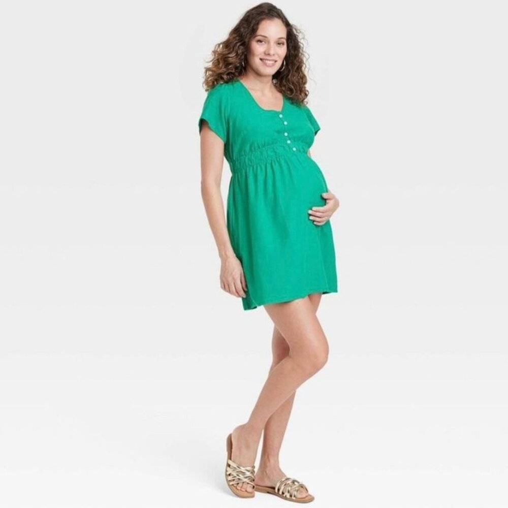 NEW Short Sleeve Woven Mini Maternity Dress Isabel Maternity by Ingrid & Isabel